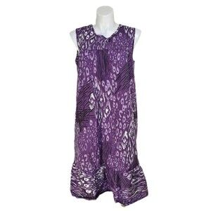 Anthony Richards VTG Purple Printblock Mumu Patio Dress Midi Women's Size XL
